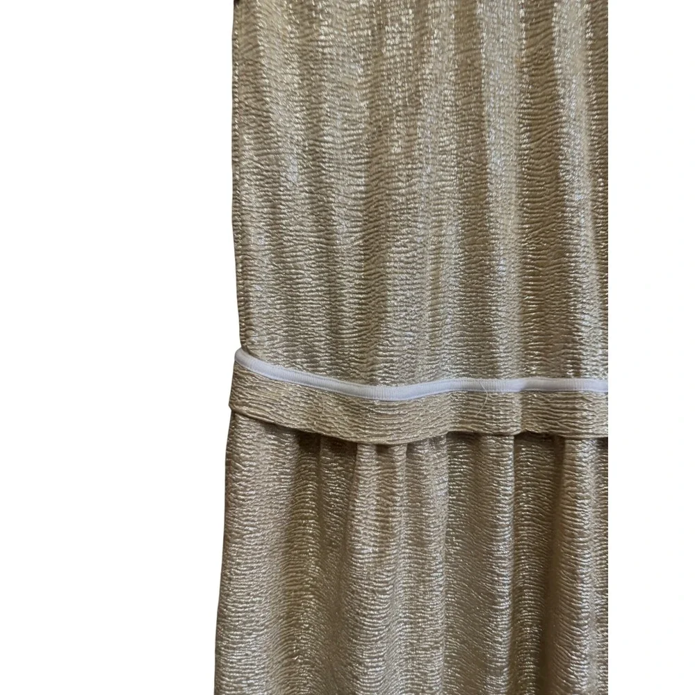 Crewcuts J.Crew Gold Metallic Textured Dress Kids 14 Shimmer Drop Waist EC4V 6JA
